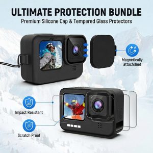 Hero 10 / 9 Silicone Sleeve Protective Case + Tempered Glass Screen Protector