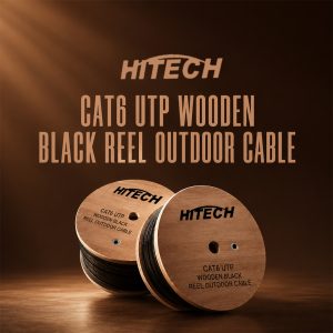 CAT6 UTP WOODEN BLACK REEL OUTDOOR CABLE, CONDUCTOR: 0.57mm CCA, 305m/ROLL, JACKET COLOUR:BLACK