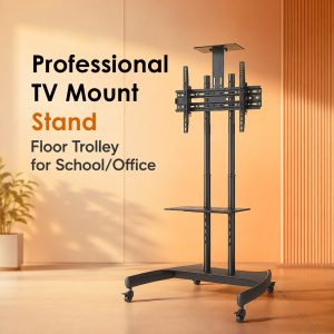 Height Adjustable stable Versatile Mobile TV Cart (FITS 32-75 inches)