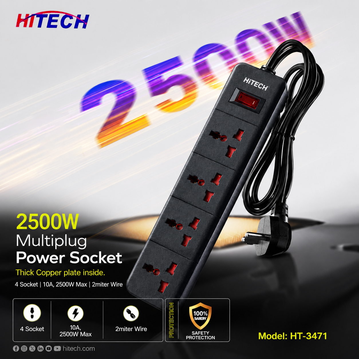 25ooW Multiplug Power Socket HiTech HT-3471 Multiplug
